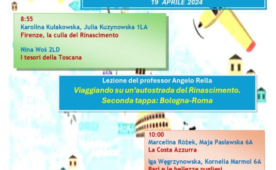 Plakat informacyjny o zajęciach edukacyjnych w języka włoskiego